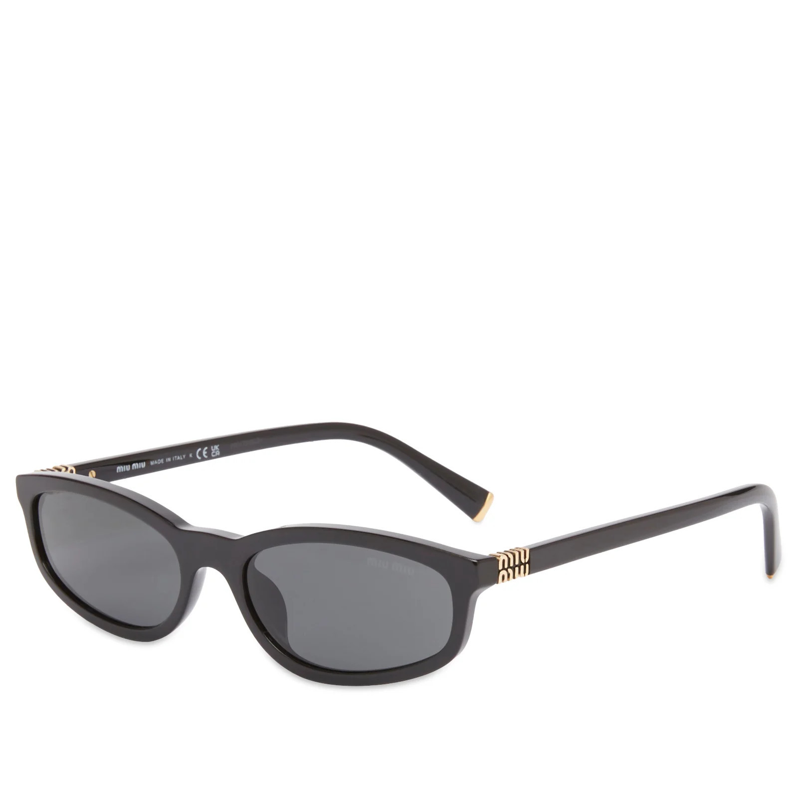 Miu Miu Eyewear Women's 0MU A06S Sunglasses in Black/Dark Grey | END. Clothing