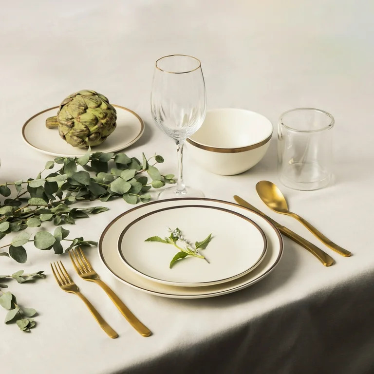 Thyme & Table 12-Piece Stoneware White Dinnerware Set, Everest Collection | Walmart (US)