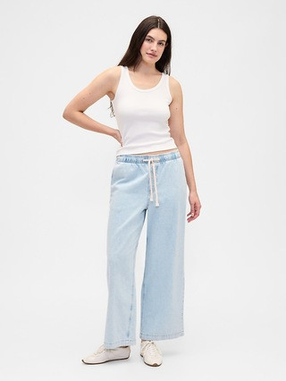 High Rise Pull-On Wide-Leg Jeans | Gap Factory