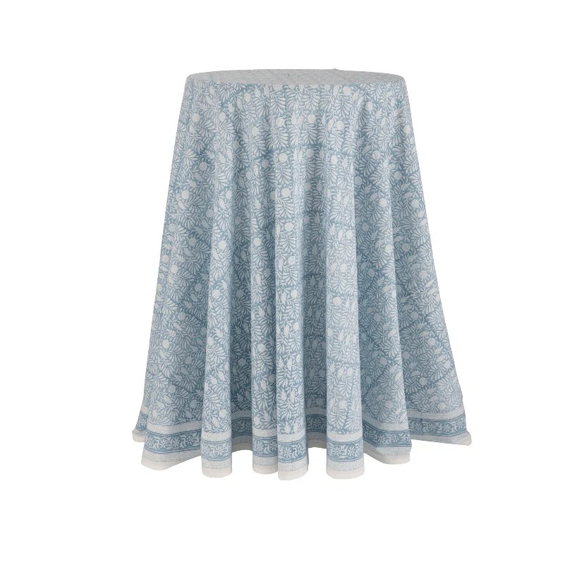 Jasmine Tablecloth 108" Round Blue | Amanda Lindroth