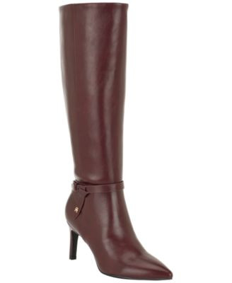 Tommy Hilfiger Women's Jolay Tall Pointed Toe Dress Boots - Dark Red | Macy's