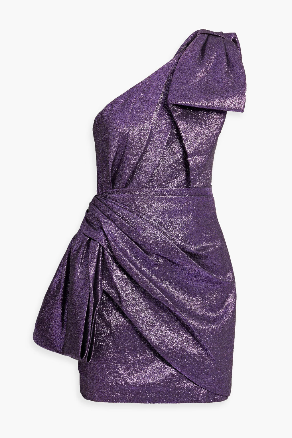 Brit one-shoulder bow-embellished lamé mini dress | The Outnet (US and CA)