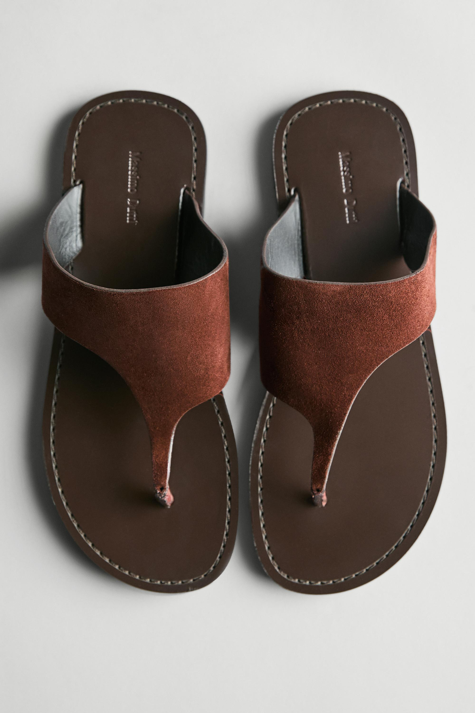 Split leather toe divider sandals | Massimo Dutti UK