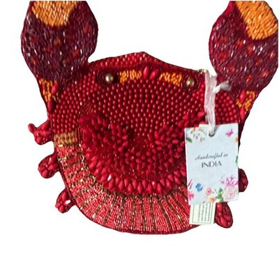 Handcrafted Beaded Crab Shoulder Bag Red Animal Theme for Women | eBay | eBay US