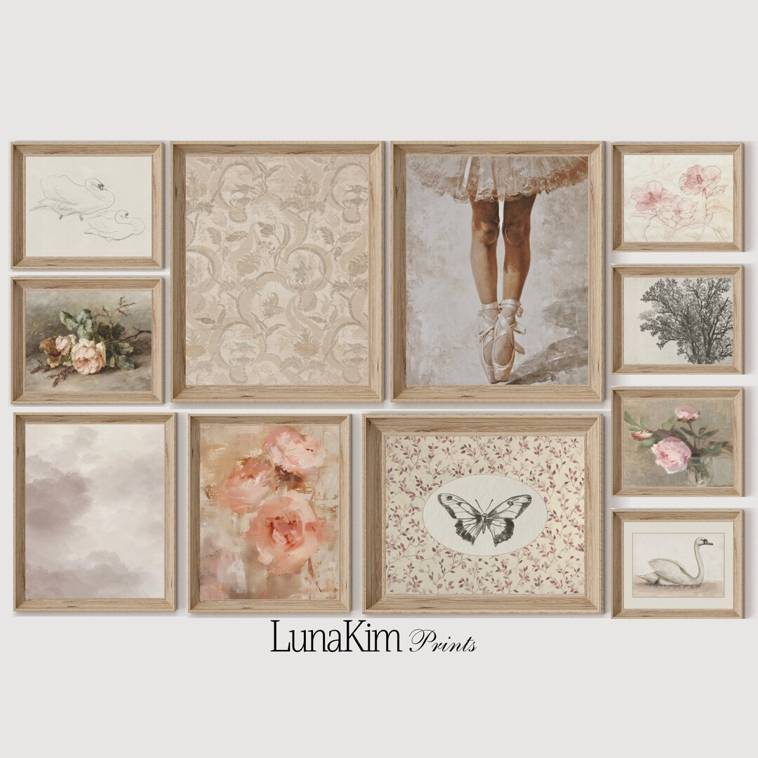 Soft Pink Vintage Neutral Nursery Gallery Wall Set of 11 Prints Rose Gift for Baby Digital Downlo... | Etsy (US)