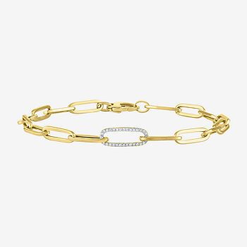 new!Diamond Addiction 1/10 Ct.T.W. 10K Gold 8 Inch Hollow Paperclip Chain Bracelet | JCPenney