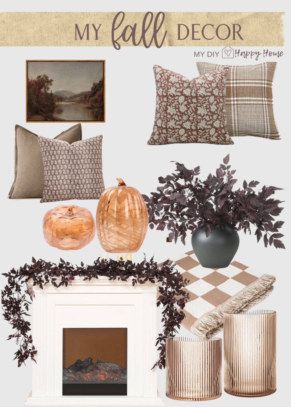 My fall decor look
Pillow covers 
Throw blanket 
Plum stems
Plum garland 
Fall art
Marble glass pumpkins
Amber fluted candle hurricanes


#affordablehomedecor
#fallhomedecor
#falldecorating

#LTKSeasonal #LTKHome #LTKStyleTip