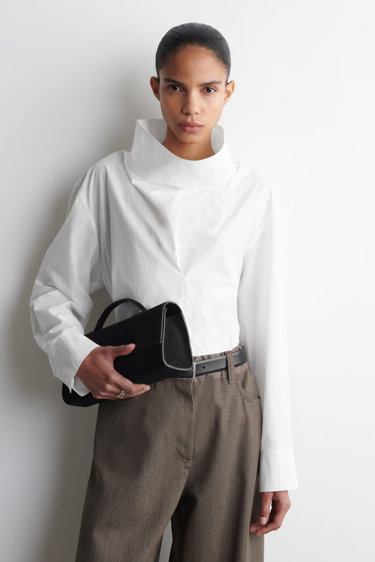 MOCK-NECK COTTON SHIRT - WHITE | COS US | COS (US)