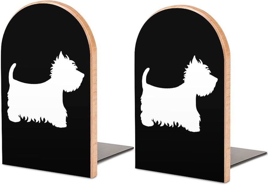 Westie Dogs Funny Wooden Bookends for Shelf Heavy Book Stand Holder Book Ends Decorations for Off... | Amazon (US)