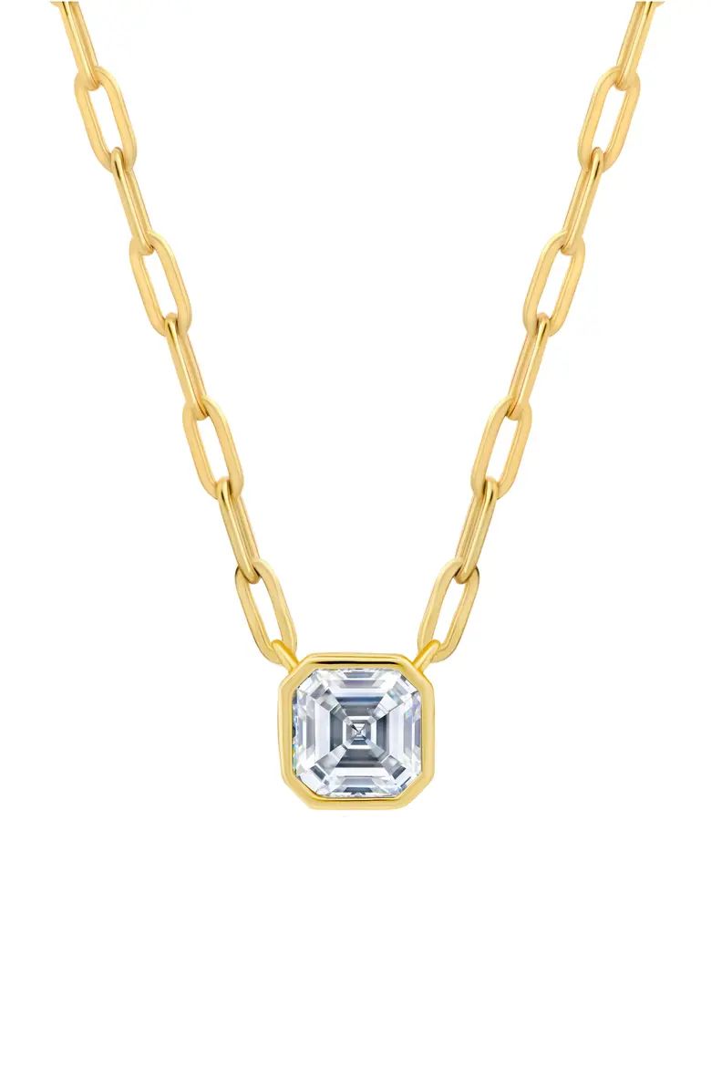 Bezel Set Asscher Cubic Zirconia Pendant Necklace | Nordstrom