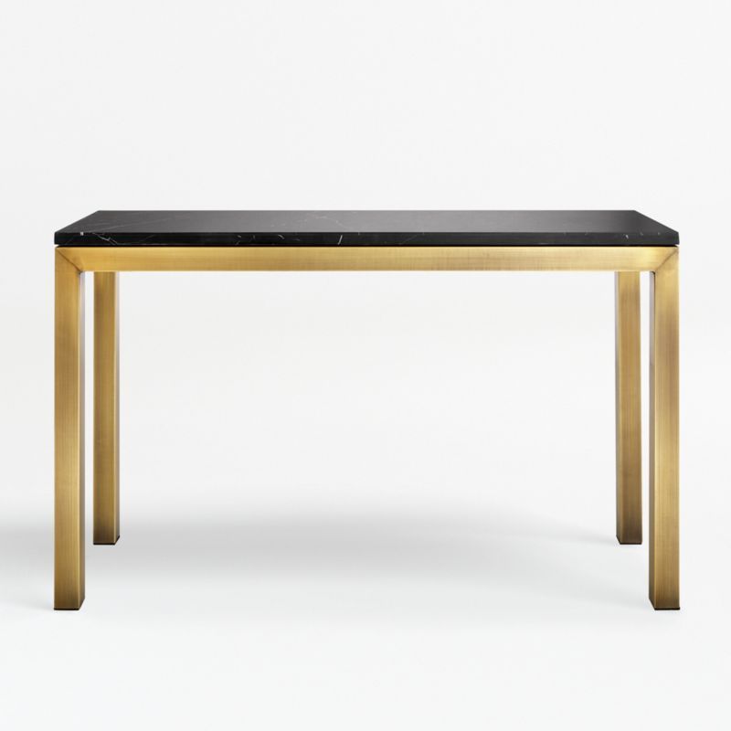 Parsons 48x16 Black Marble Top Console Table with Brass Base | Crate & Barrel | Crate & Barrel