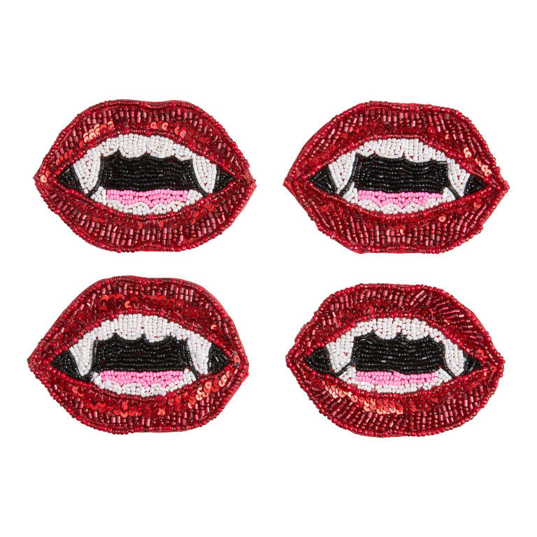 Red Vampire Lips Beaded Coasters 4 Pack | World Market
