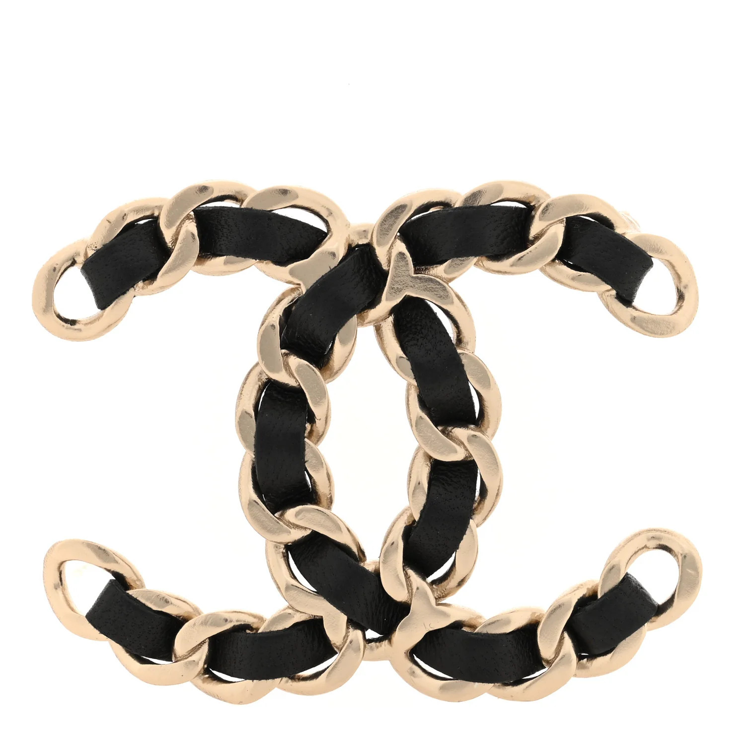 Lambskin Chain CC Brooch Black Gold | FASHIONPHILE (US)