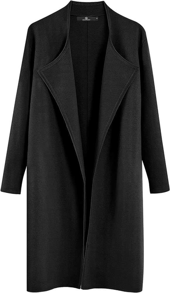 LILLUSORY Women's Long Wool Cardigan Sweaters Oversized Fall Dressy Coatigan Light Casual Jackets... | Amazon (US)