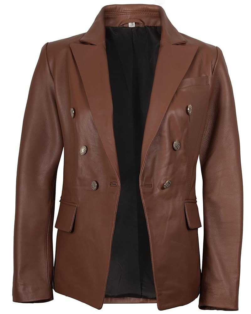 Decrum Leather Blazer Women - Real Lambskin Blazer Style Womens Leather Jacket | Amazon (US)