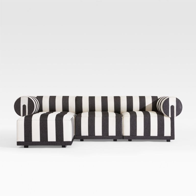 Cerca 4-Piece Striped Outdoor Patio Sectional Sofa with Ottoman | Crate & Barrel | Crate & Barrel