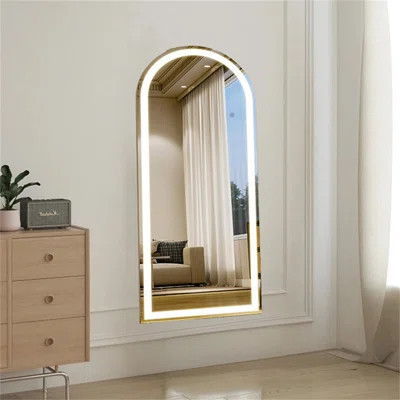 Full-Length Mirror, Illuminated Full-Length Mirror, LED-Lit Floor-Standing, Wall-Mounted Full-Length Mirror With Stand, Full-Length Dressing Mirror Wi | Wayfair North America