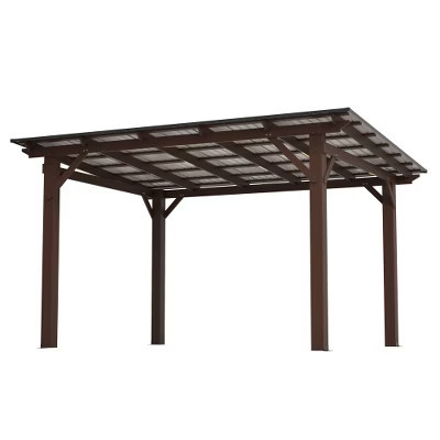 ACEPANO 157.63 in. W Outdoor Wooden Patio Gazebo with Metal Roof for Backyard & Garden-Brown | Target