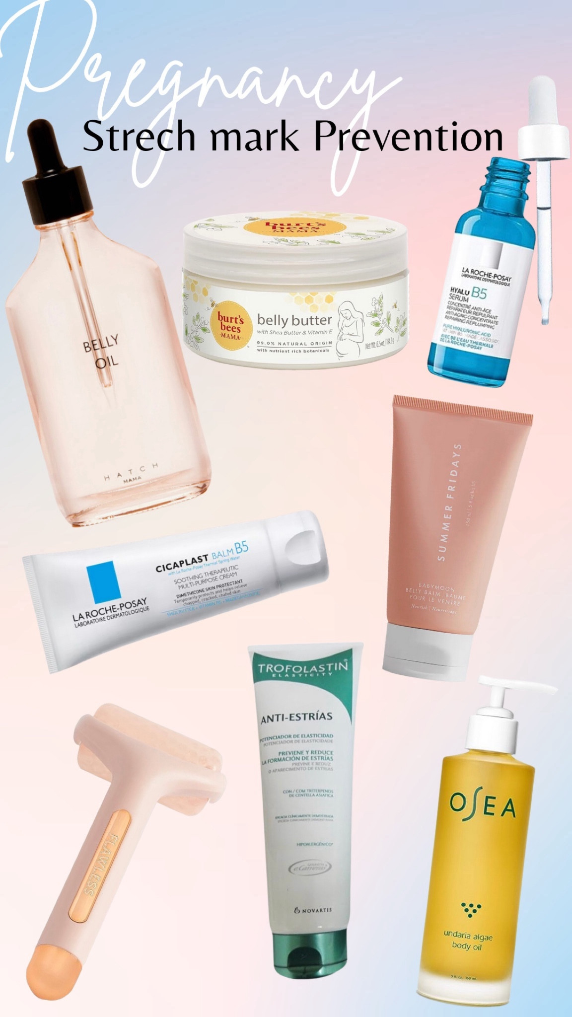 Pregnancy Strechmark prevention and skincare hydration 🩵💕🍼 I rotate these daily from the moment I found out I was pregnant …so far my skin is hydrated and no strech marks 
✨Adding hyaluronic acid mixed with your lotion, is a great way to hydrate the skin and good for your face too! 
✨The trofolastin has a weird smell, but it’s also helped my older scars is good for scarring pregnancy or not. 
I also like the cicaplast for any type of scarring/stretch mark use 

#LTKbeauty #LTKbaby