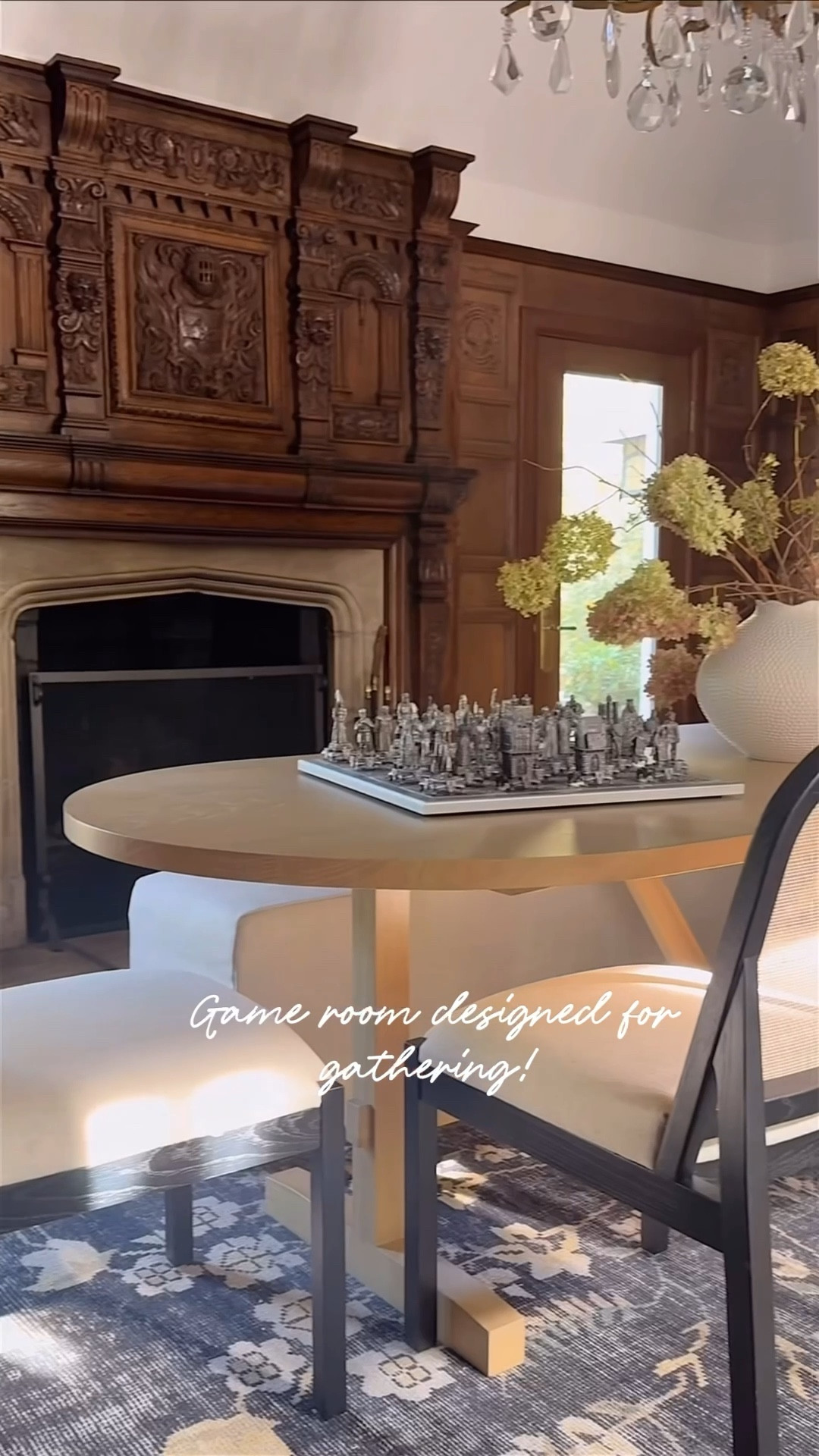 This game room is designed to feel just as welcoming as the rest of the house. The rich wood paneling, sculptural lighting, and comfy seating make it a place where you want to stay-whether you’re enjoying a peaceful afternoon of chess or a fun evening with friends. It’s layered, warm, and timeless, showing that game rooms can be stylish and practical. It’s a real gathering spot where memories are made, one move at a time💕

#LTKSaleAlert #LTKHome