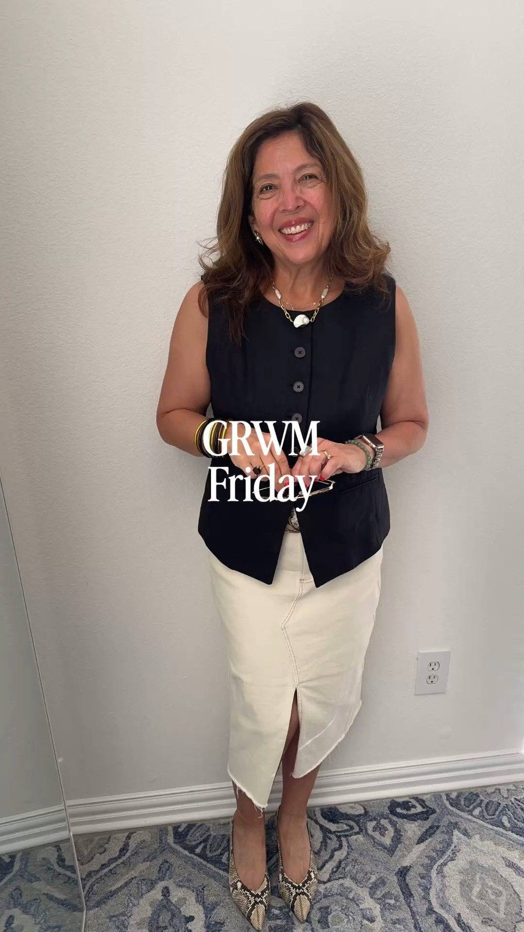 Happy Friday. Wearing all vintage pieces. A linen vest from JCrew and a denim skirt from Veronica Beard. Using accessories to level up the look.

#LTKgrwm #LTKootd #LTKmorningroutine