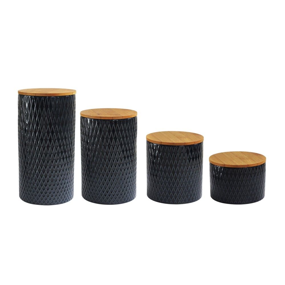 American Atelier 4pc Diamond Embossed Canister Set Navy, Blue | Target
