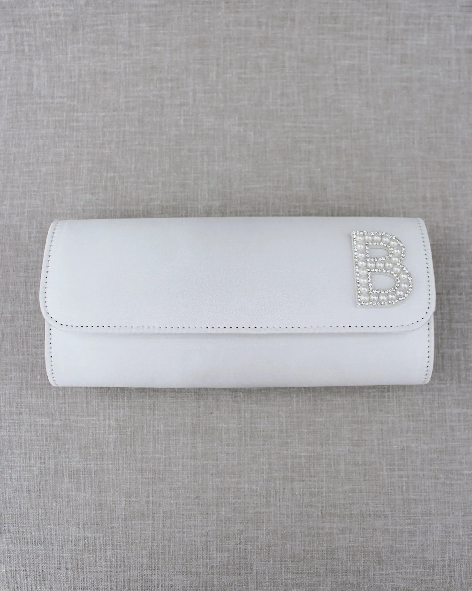 Personalized White Satin Wedding Clutch | Kailee P.