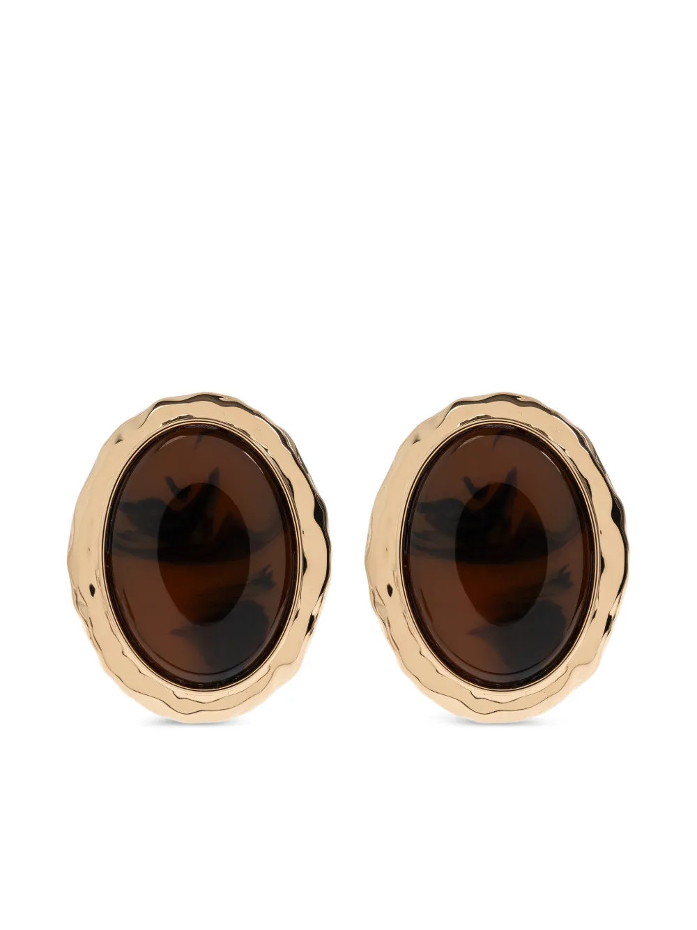 Self-Portrait tortoiseshell round-shape earrings - Gold | Farfetch Global