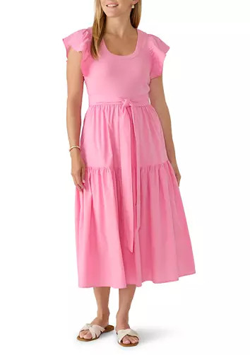 Women's Flutter Sleeve Belted Midi Dress | Belk