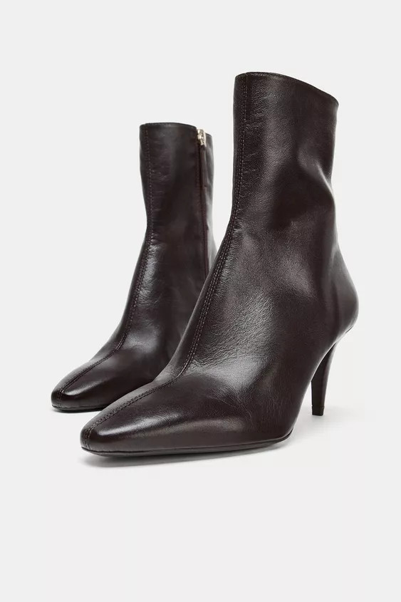 LEATHER HEELED ANKLE BOOTS | Zara UK