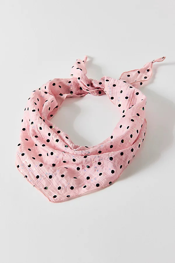 Polka Dot Pop Embellished Head Scarf in Pink, Women's at Urban Outfitters | Urban Outfitters (US and RoW)