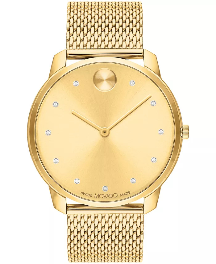 Men's Bold Thin Swiss Quartz Ionic Light Gold-Tone 2 Plated Steel Bracelet Watch 42mm | Macy's