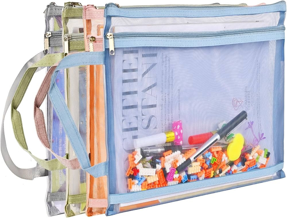 4Pcs Mesh Toy Storage Bags, Double-Layer Nylon Puzzle Storage, Mesh Zipper Pouch Bags, Organizati... | Amazon (US)