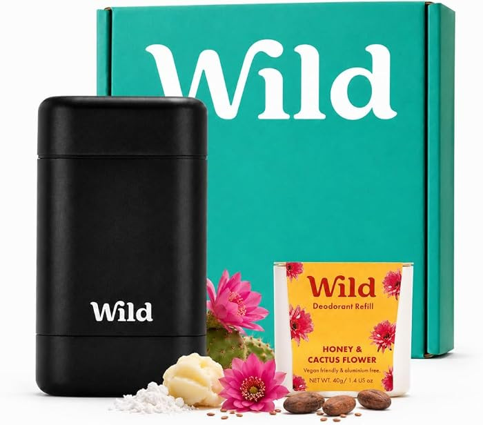 Wild Aluminum Free Natural Deodorant Starter Kit - Refillable Black Case - Natural Ingredients & ... | Amazon (US)