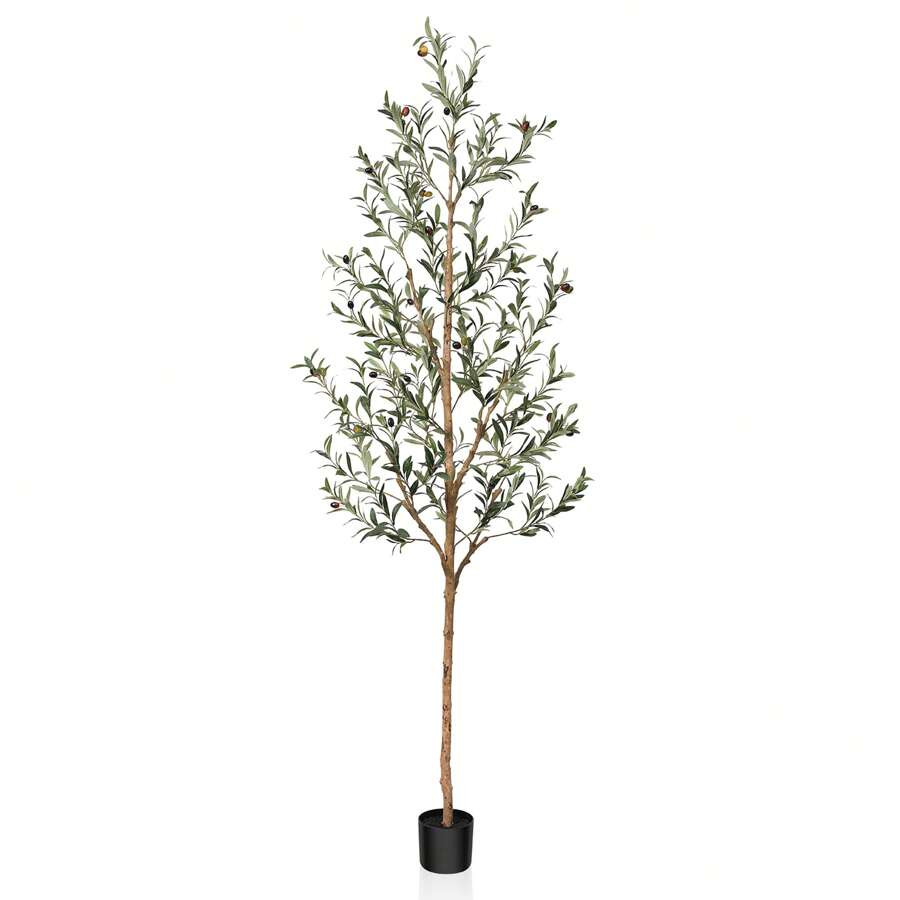 6FT Artificial Olive Tree, Faux Olive Tree For Indoor With Natural Wood Trunk And Lifelike Fruits... | SHEIN