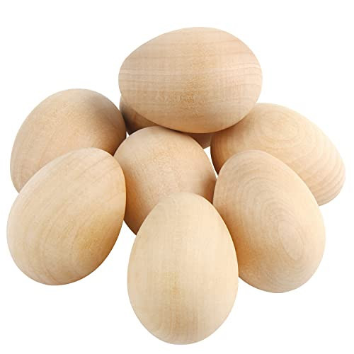 DIYASY Easter Wooden Eggs,8 Pcs Smooth Natural Unfinished Wood Fake Egg for Easter Craft,DIY,Decoration and Basket Fillers | Amazon (US)