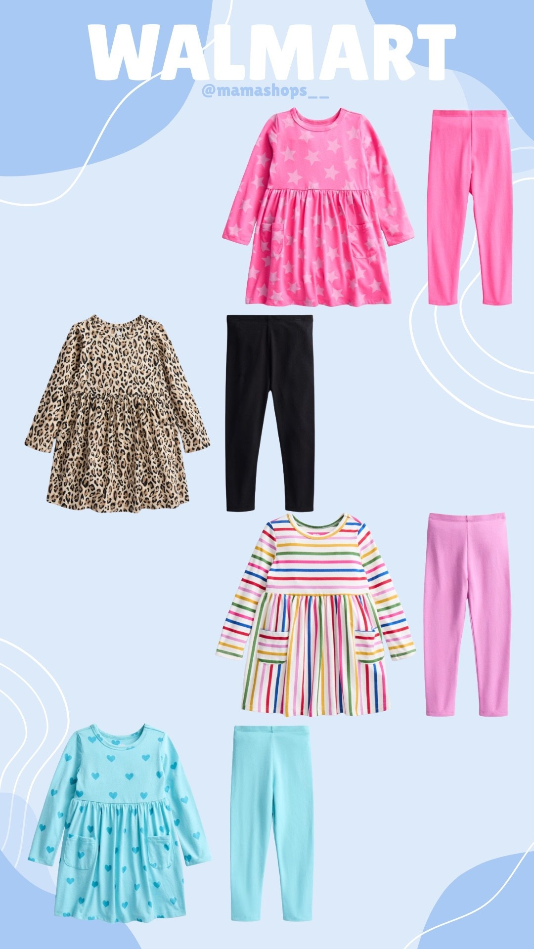 Wonder Nation toddler girls 2pc set, they have very cute pattern options! 👧🏻💕

Find them @Walmart , will have them linked here 🔗🛍️