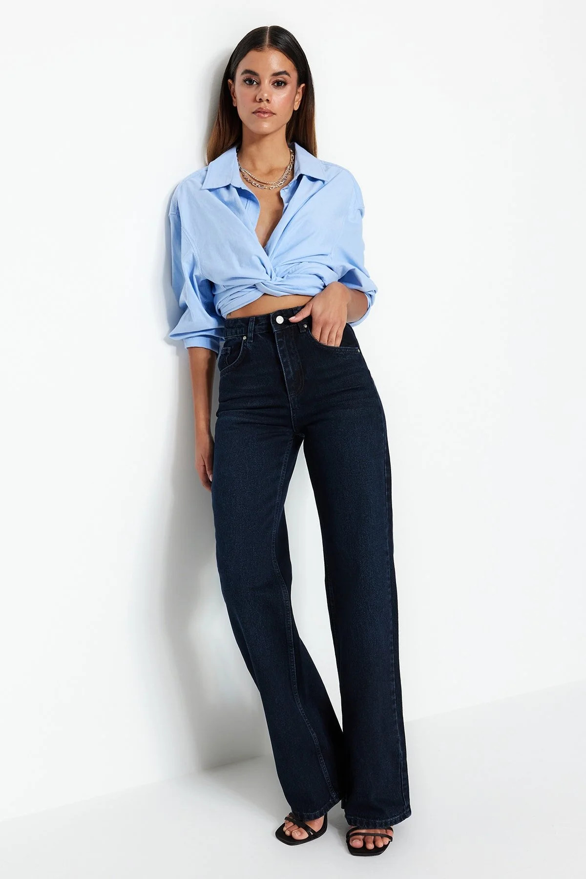 Jeans - Dunkelblau - Wide Leg | Trendyol DE