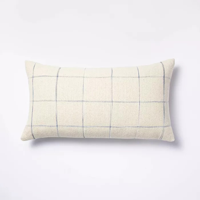 Windowpane Throw Pillow Cream/Blue - Threshold™ designed with Studio McGee | Target