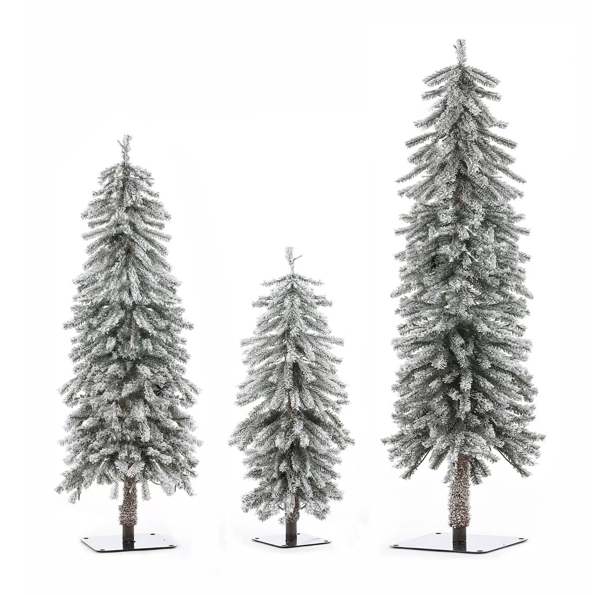 LuxenHome Set Of 3 Pre-lit Flocked Fir Slim Artificial Christmas Trees | Kohl's