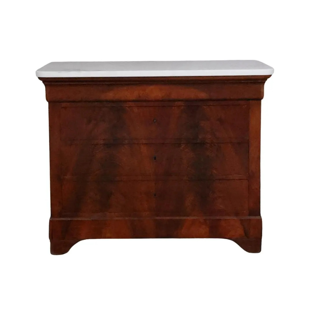 19th Century Louis Philippe Walnut Chest with White Marble Top | Etsy (US)