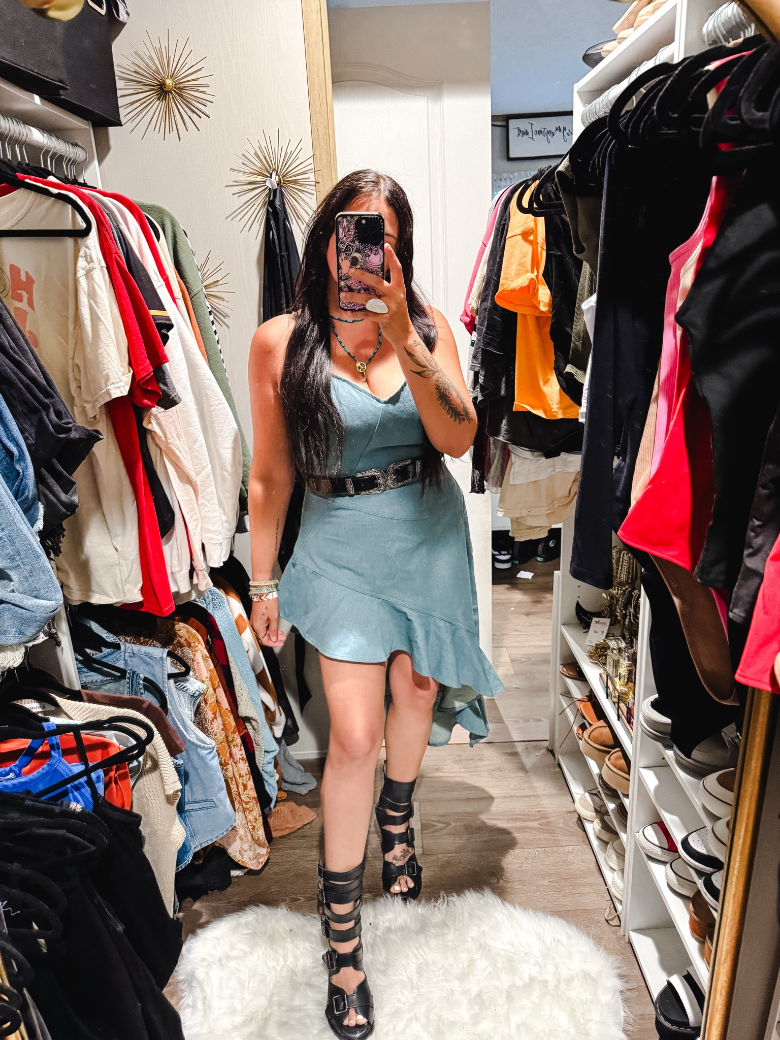 This denim dress is perfect to dress up and wear out for a night in Nashville! Paired with my favorite sandals from Freebird and this double buckle western belt, you can not go wrong!! I love the high low design as it gives it that girly flair that really takes it to the next level. 

Sizing details:
•dress is a size M
•shoes are a size 8 

#LTKSeasonal #LTKMidsize #LTKCon