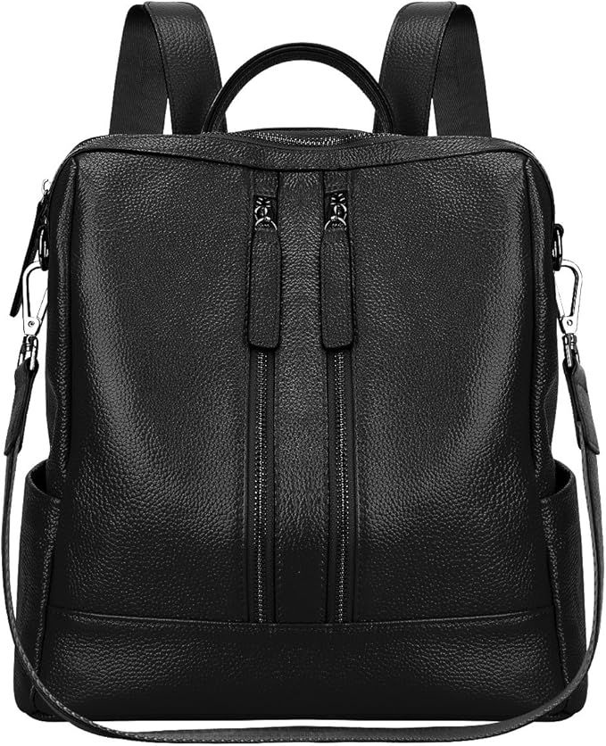 S-ZONE Women Genuine Leather Backpack Casual Shoulder Bag Purse Medium | Amazon (US)