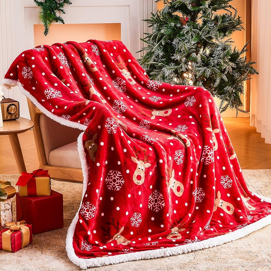Ramees Christmas Throw Blanket, Christmas Decorations Blankets and Throws, Fuzzy Cozy Soft Warm F... | Amazon (US)