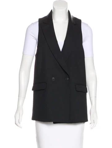 Leather-Trimmed Longline Vest | The Real Real, Inc.