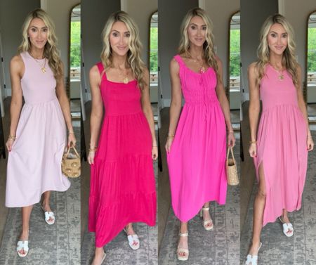 Amazon pink dresses perfect for summer! They would be so comfy for traveling too! 

#LTKStyleTip #LTKSeasonal #LTKTravel
