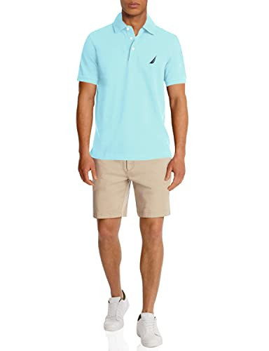 Nautica mens Short Sleeve Solid Stretch Cotton Pique Polo Shirt, Bright Aqua, X-Large US | Amazon (US)