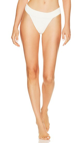 Cheeky High Leg Bikini Bottom in Off White | Revolve Clothing (Global)