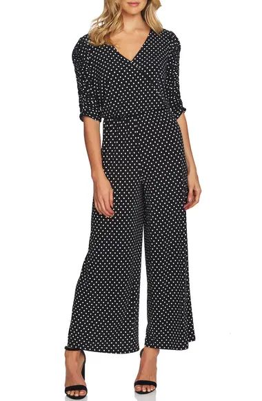 CeCe Ruched Sleeve Polka Dot Jumpsuit | Nordstrom | Nordstrom