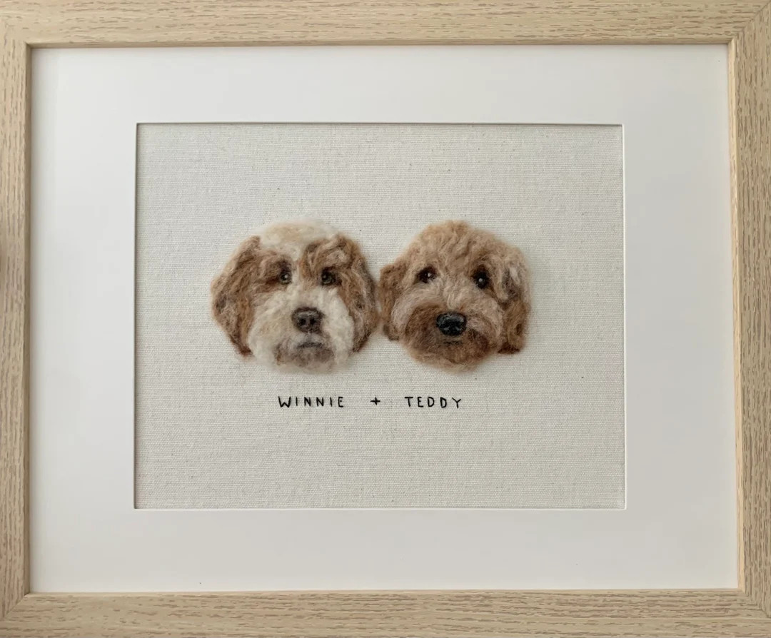 Two Pets Framed Wool Felt Portrait Custom Needle Felt Needle Point - Etsy | Etsy (US)